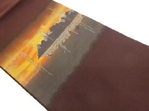 山並みに霞模様織出し名古屋帯